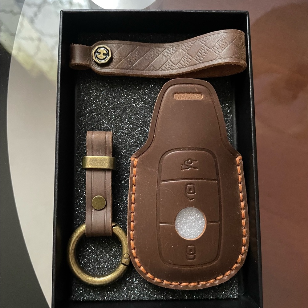 Mercedes Brown Leather Key Fob cover